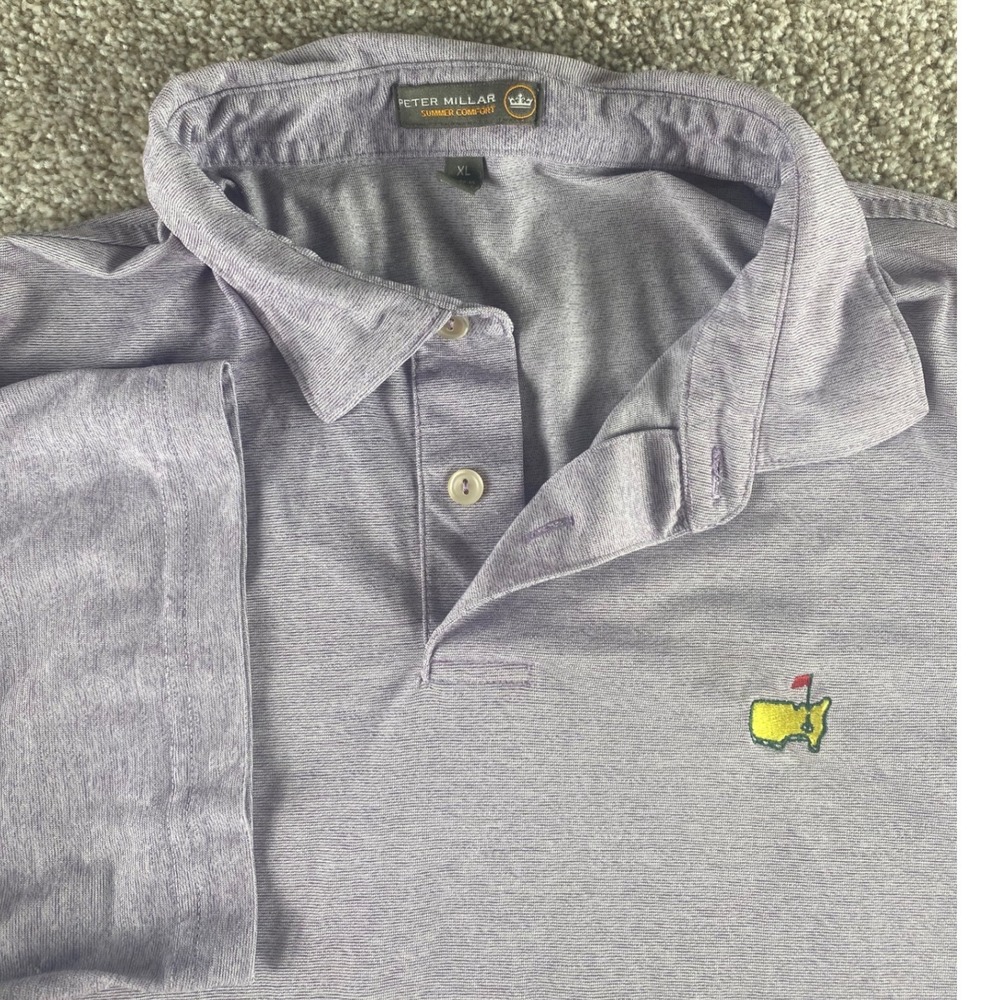 Peter Millar Summer Comfort Masters Tech Preppy Polo Shirt Men XL Purple Heather
